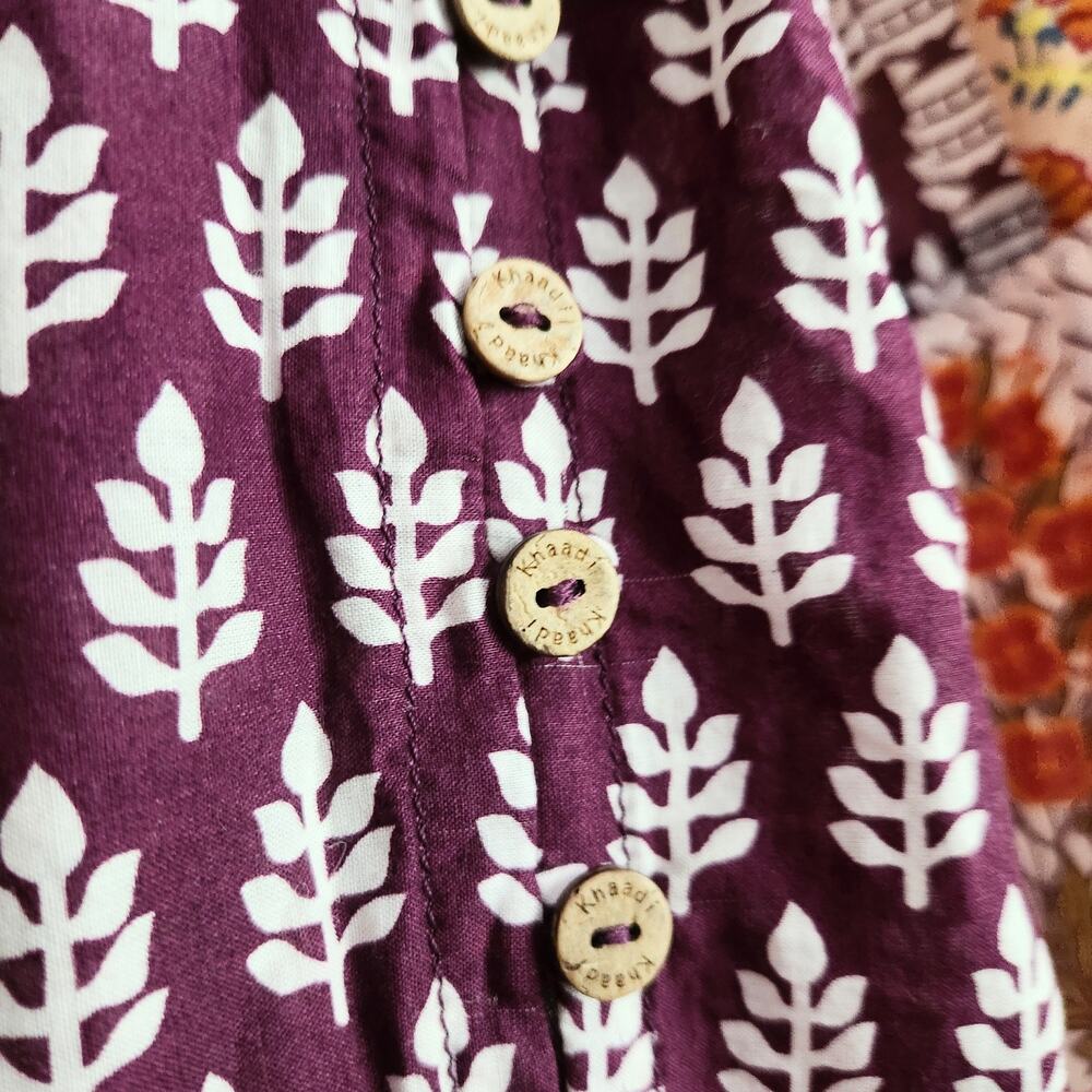 Khaadi Cotton Pom Pom Long Sleeve Flare Tunic Boho Artisan Print | Women Size 8 - Picture 10 of 12